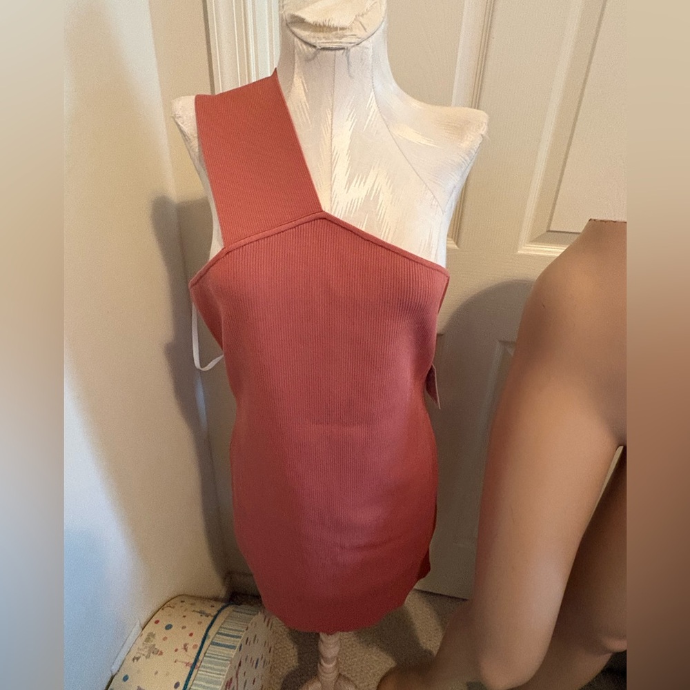 Herve Leger Herve One-Shoulder praline Dress NWT size XL